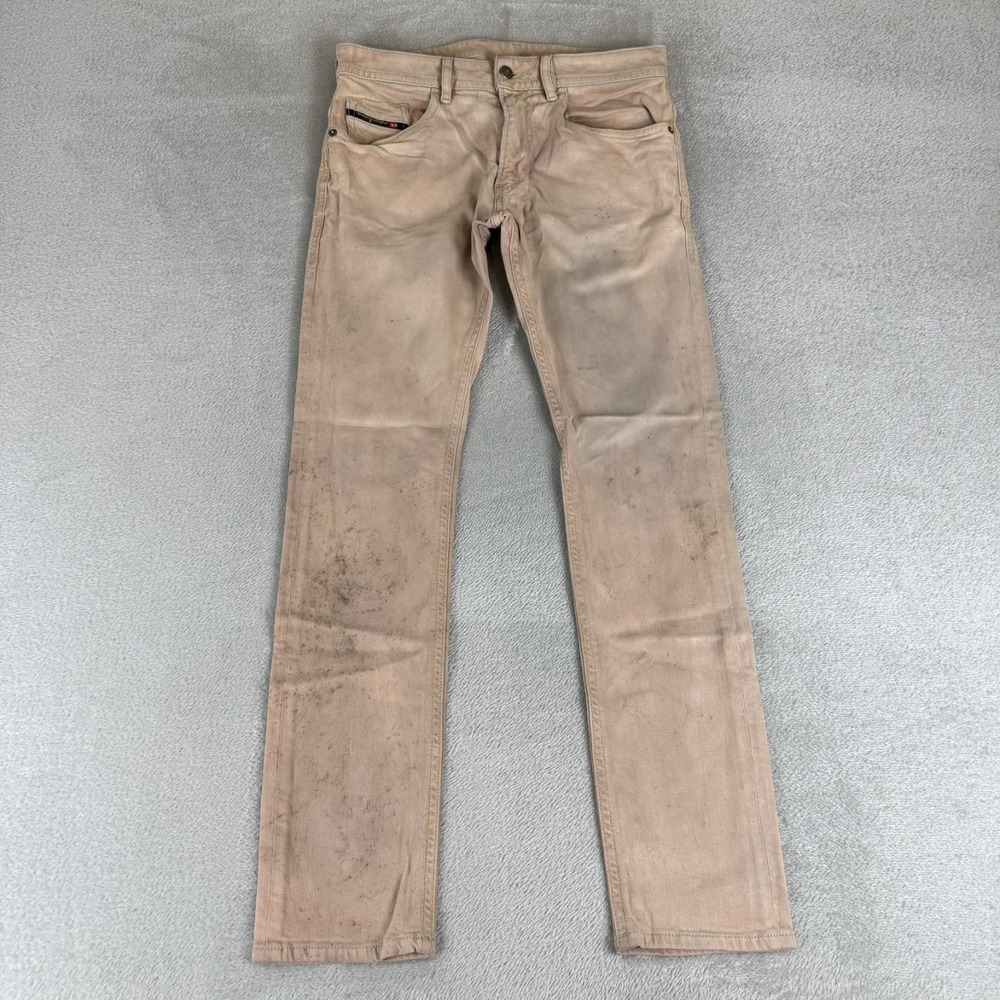 Diesel Thommer-SP Slim Skinny Jeans Mens 30x30 Beige Denim Distressed Stretch